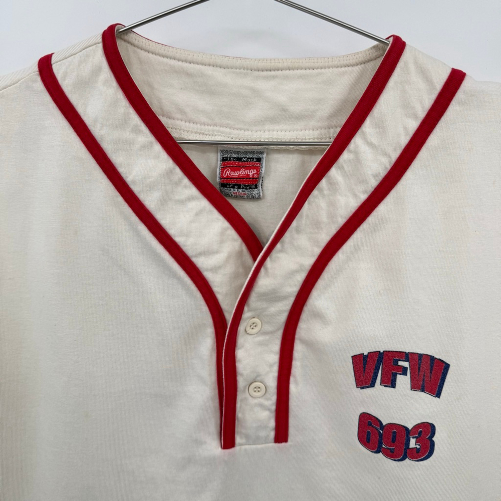 Vintage Rawlings Baseball Jersey VFW In God We Trust Cotton Patriotic 90s Y2K